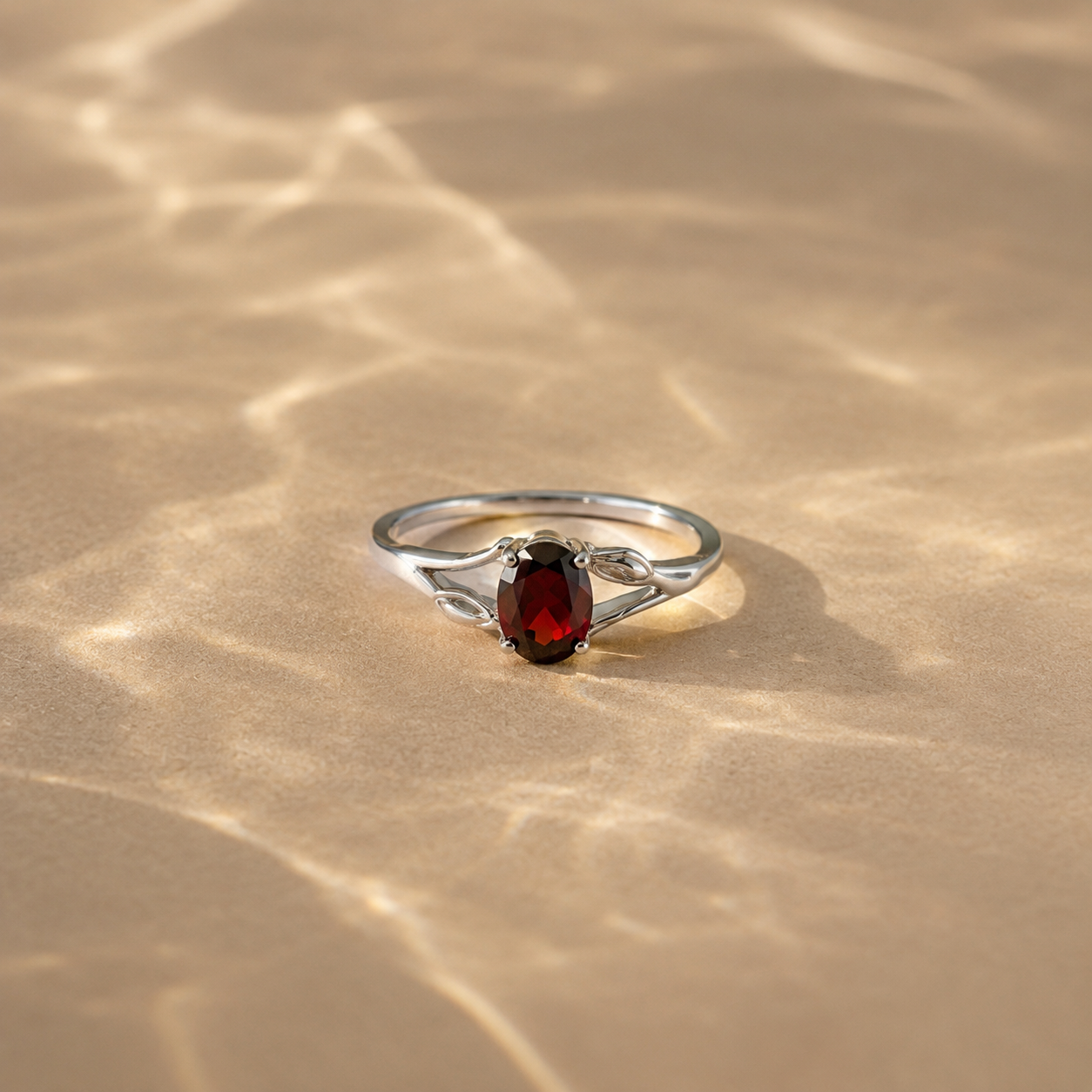 Scarlet Vine Garnet Ring