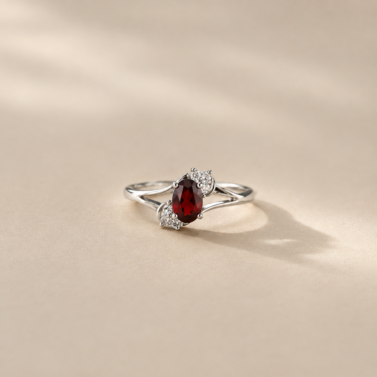 Crimson Blossom Garnet Ring