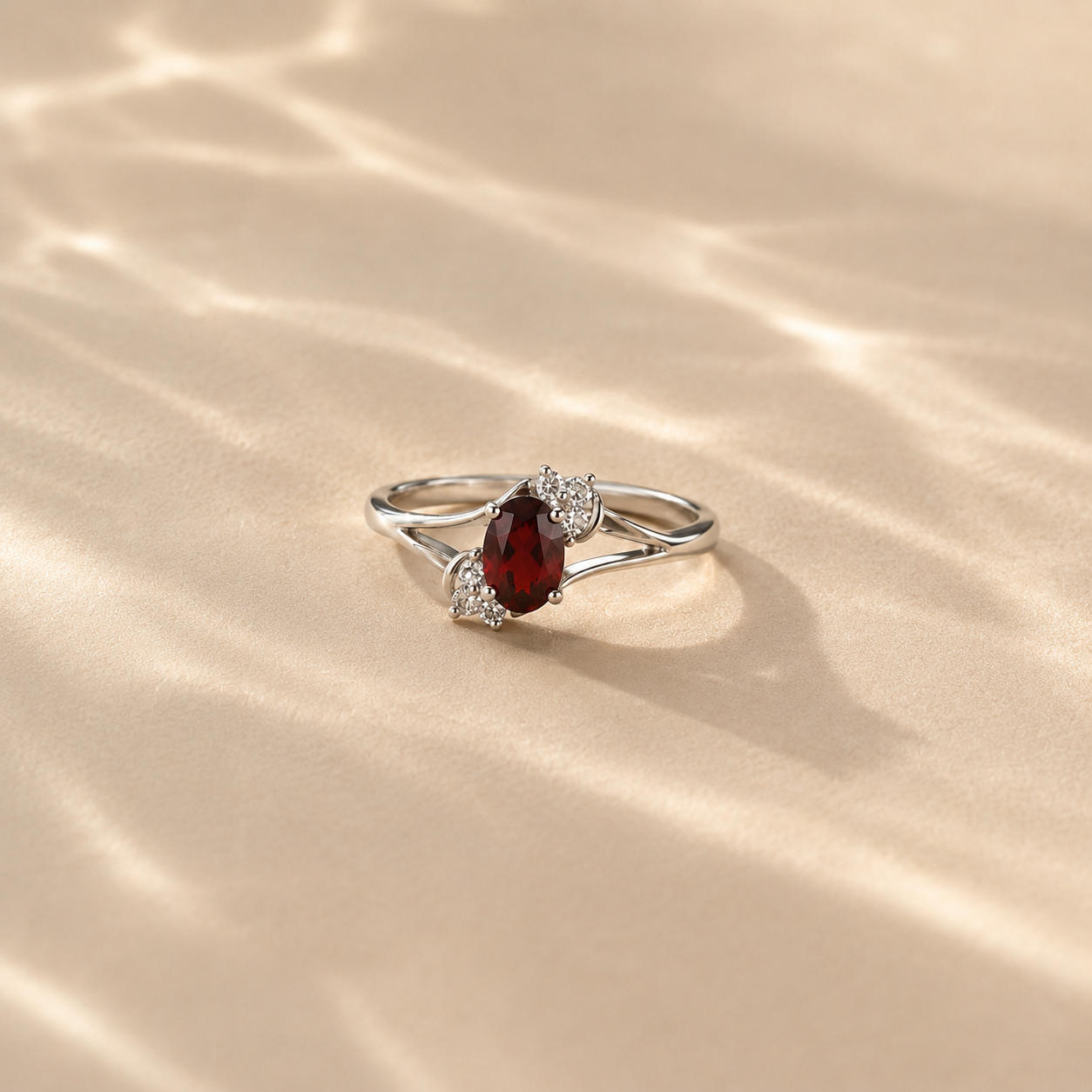 Crimson Blossom Garnet Ring