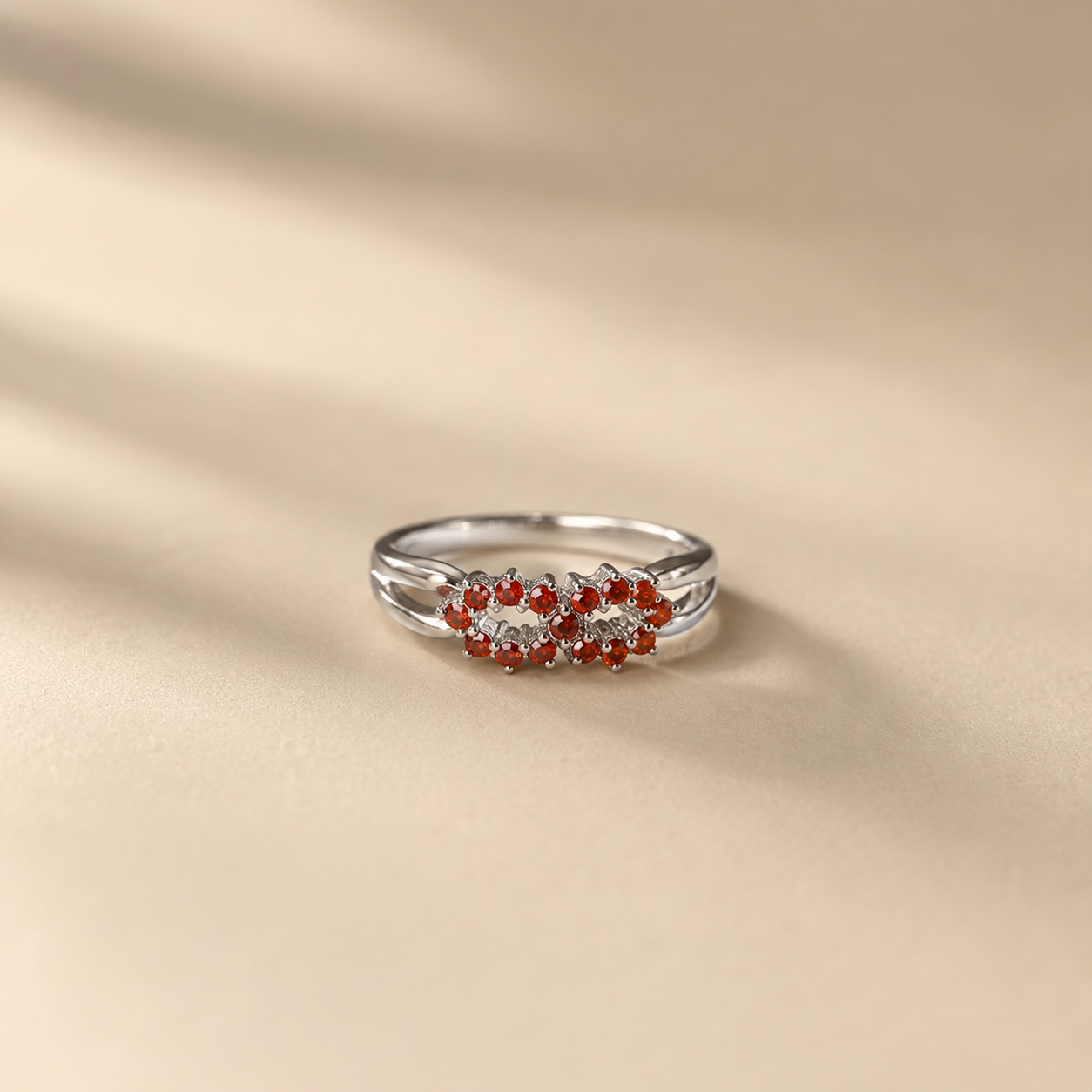 Twin Blossom Orange CZ Ring