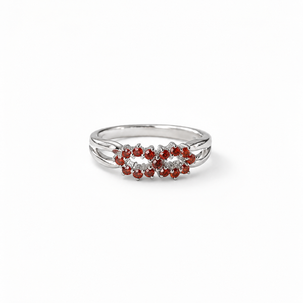 Twin Blossom Orange CZ Ring
