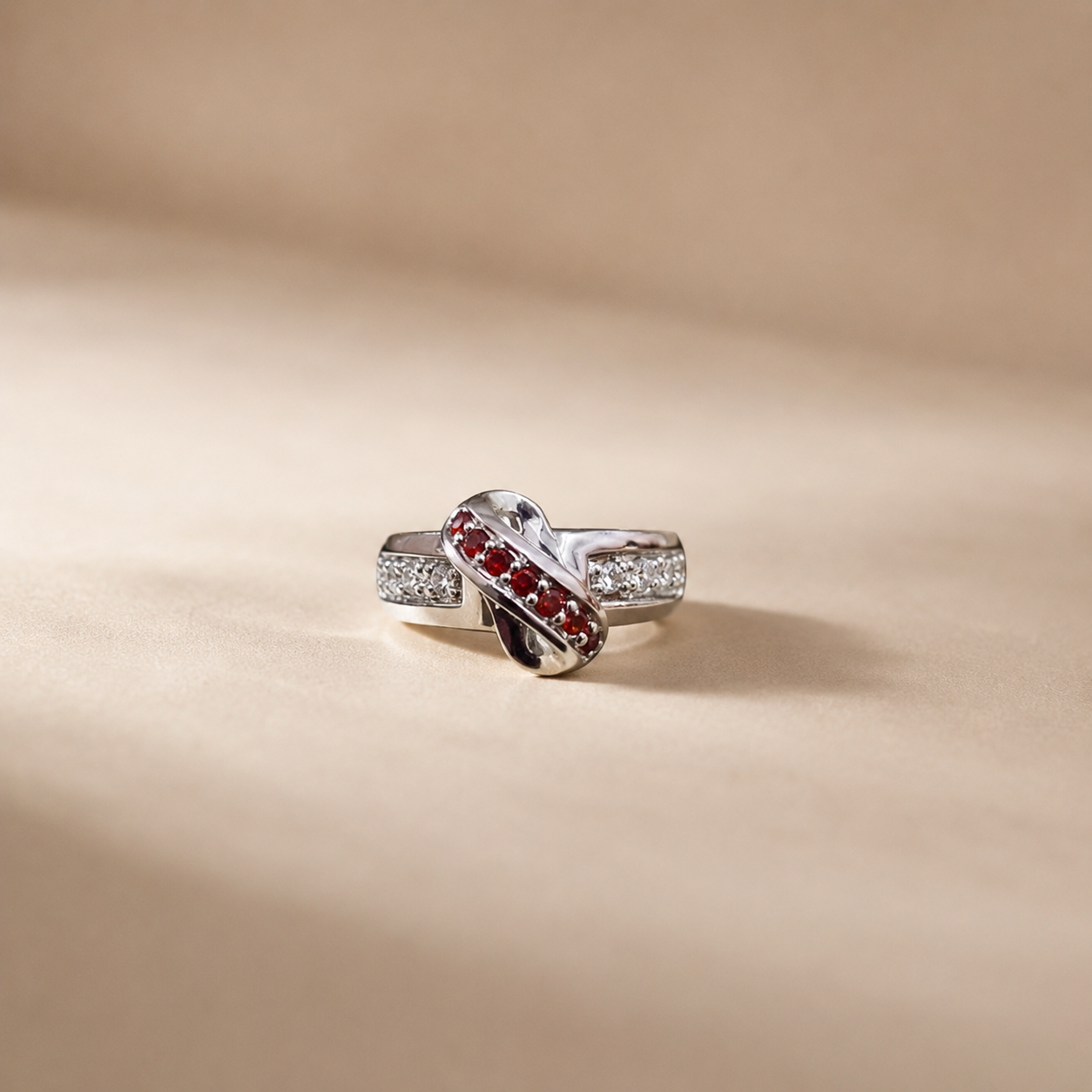 Crimson Knot Orange CZ Ring