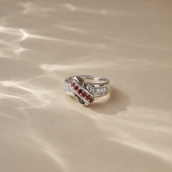 Crimson Knot Orange CZ Ring