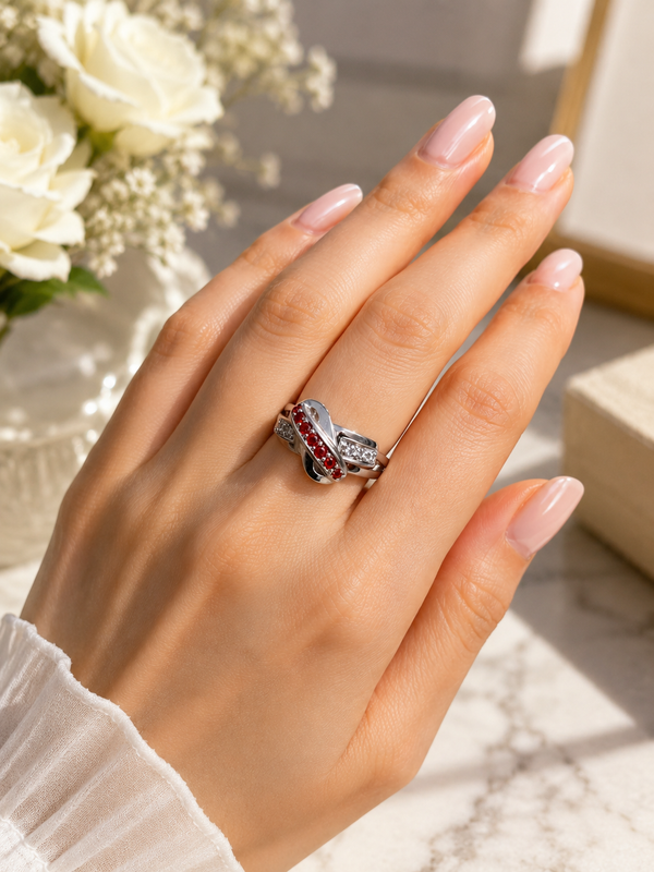 Crimson Knot Orange CZ Ring