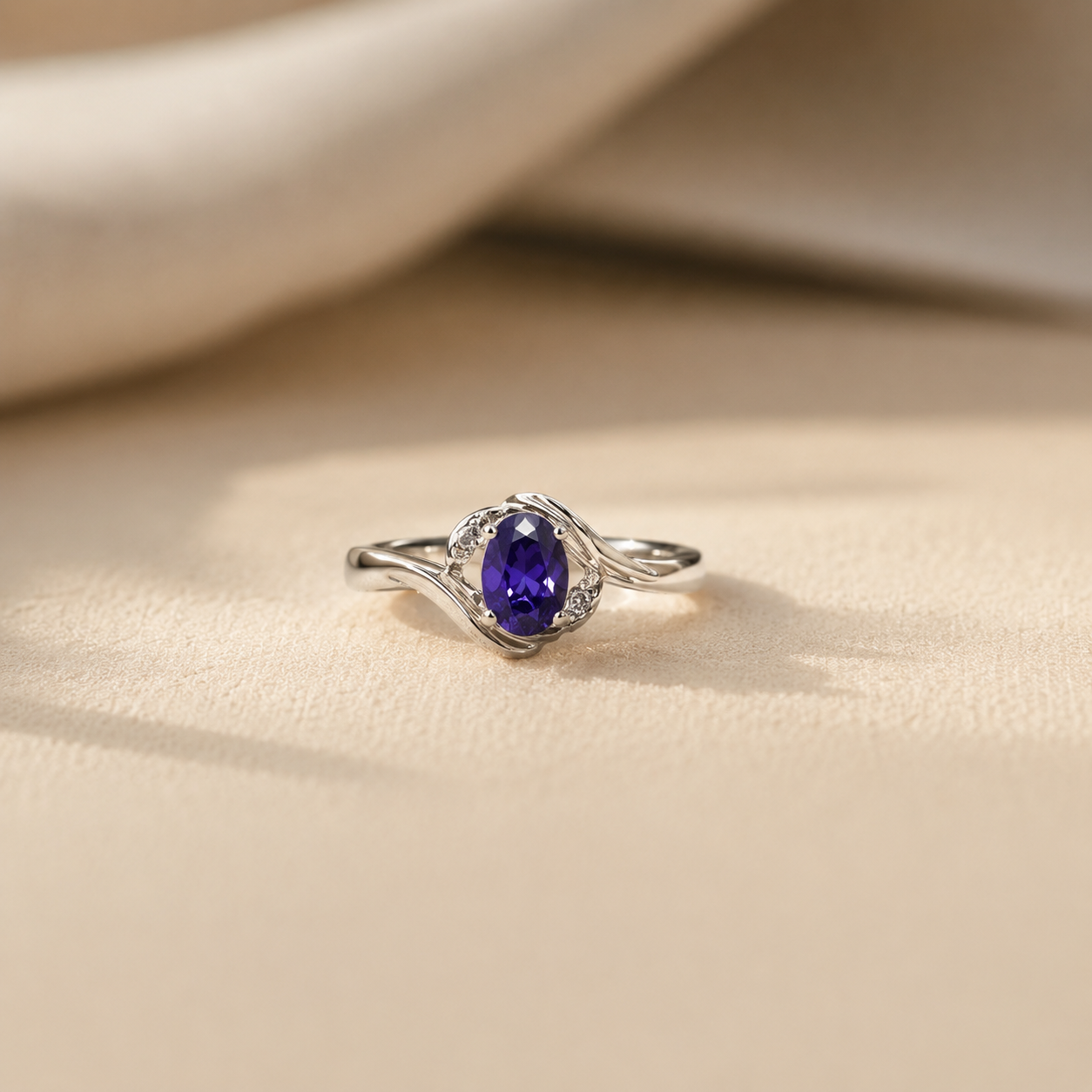 Amethyst Oval Twist Ring