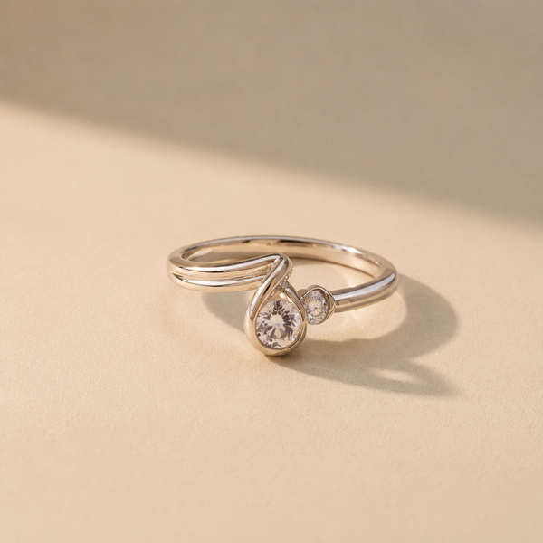 Teardrop Bezel CZ Ring