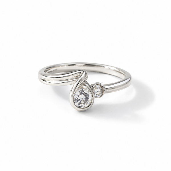 Teardrop Bezel CZ Ring