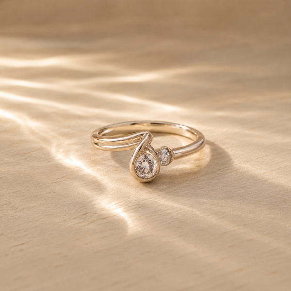 Teardrop Bezel CZ Ring