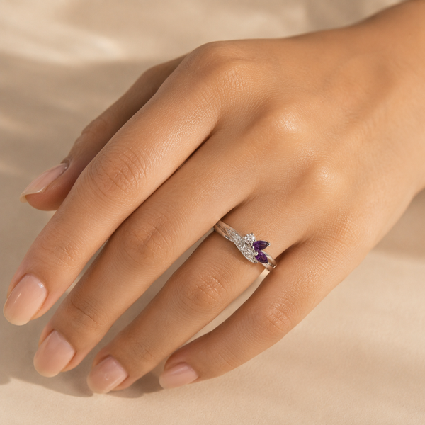 Amethyst Floral Twist Ring