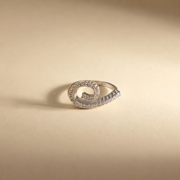 Pave Swirl Spiral Ring