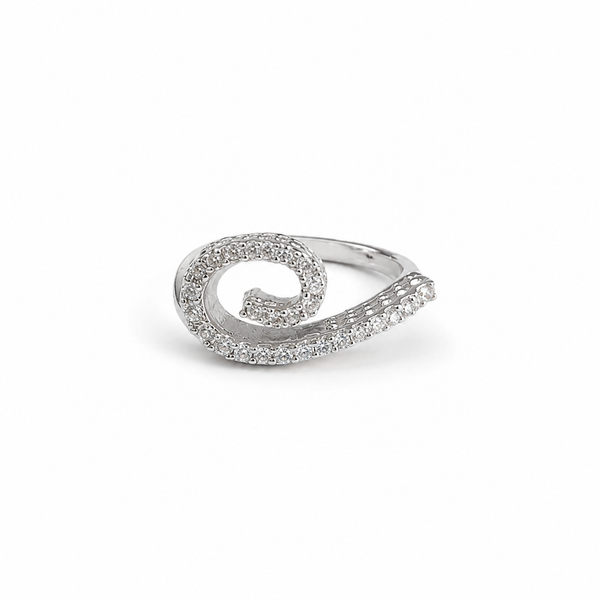 Pave Swirl Spiral Ring