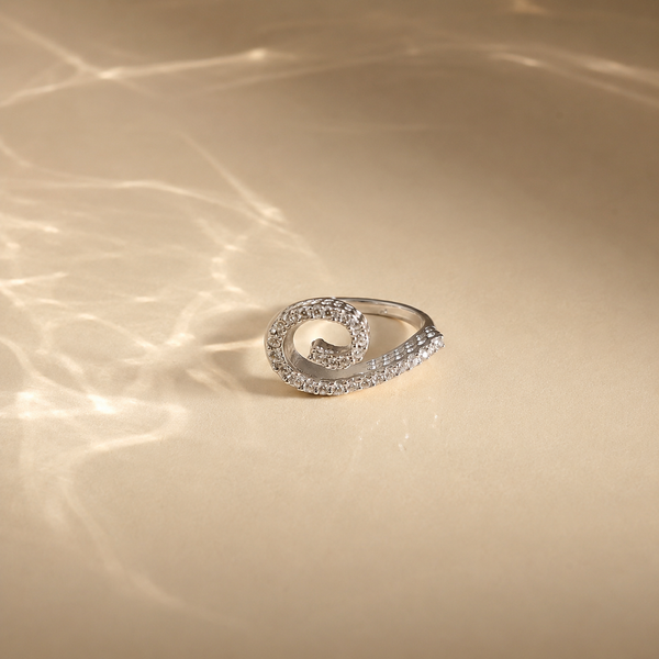 Pave Swirl Spiral Ring