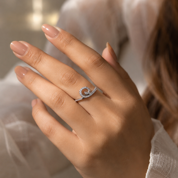Pave Swirl Spiral Ring