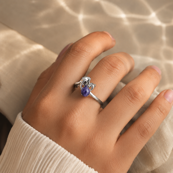 Amethyst Floral Swirl Ring