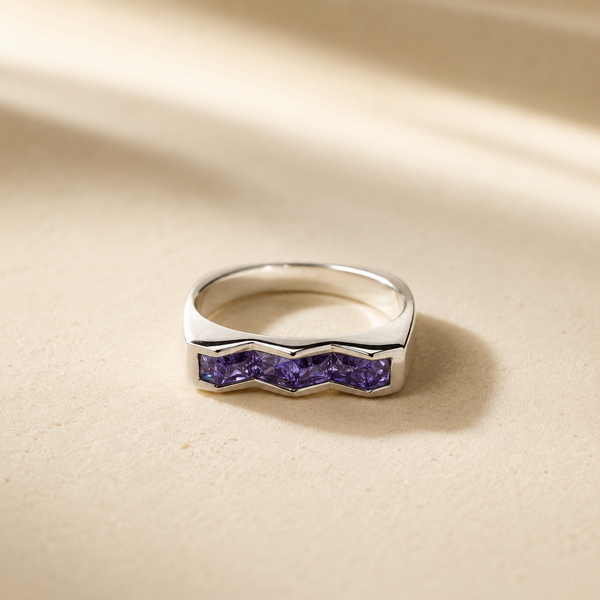 Princess Cut Amethyst Channel Set Ring
