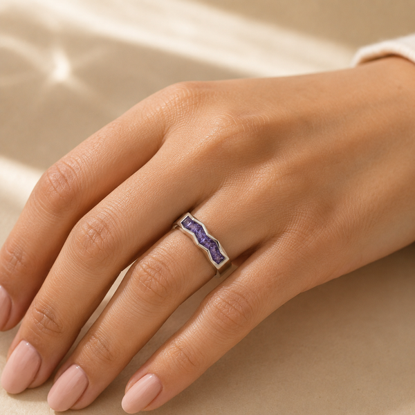 Princess Cut Amethyst Channel Set Ring