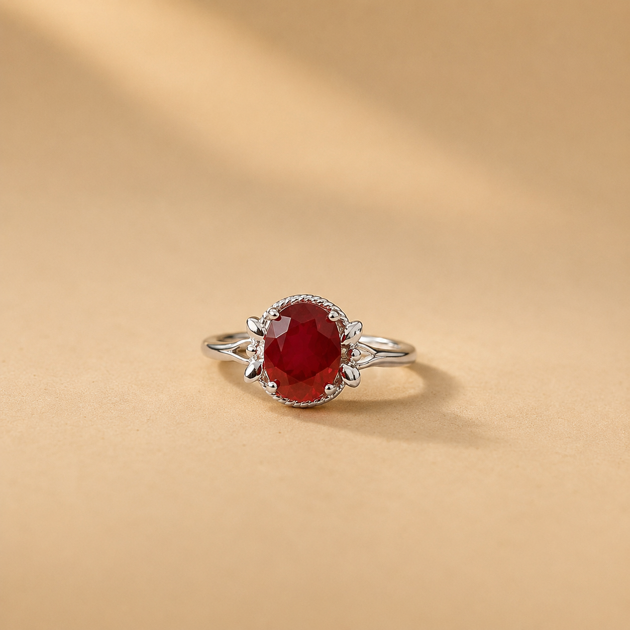 Oval Ruby Solitaire Ring