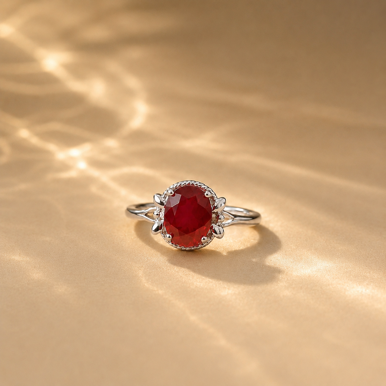Oval Ruby Solitaire Ring
