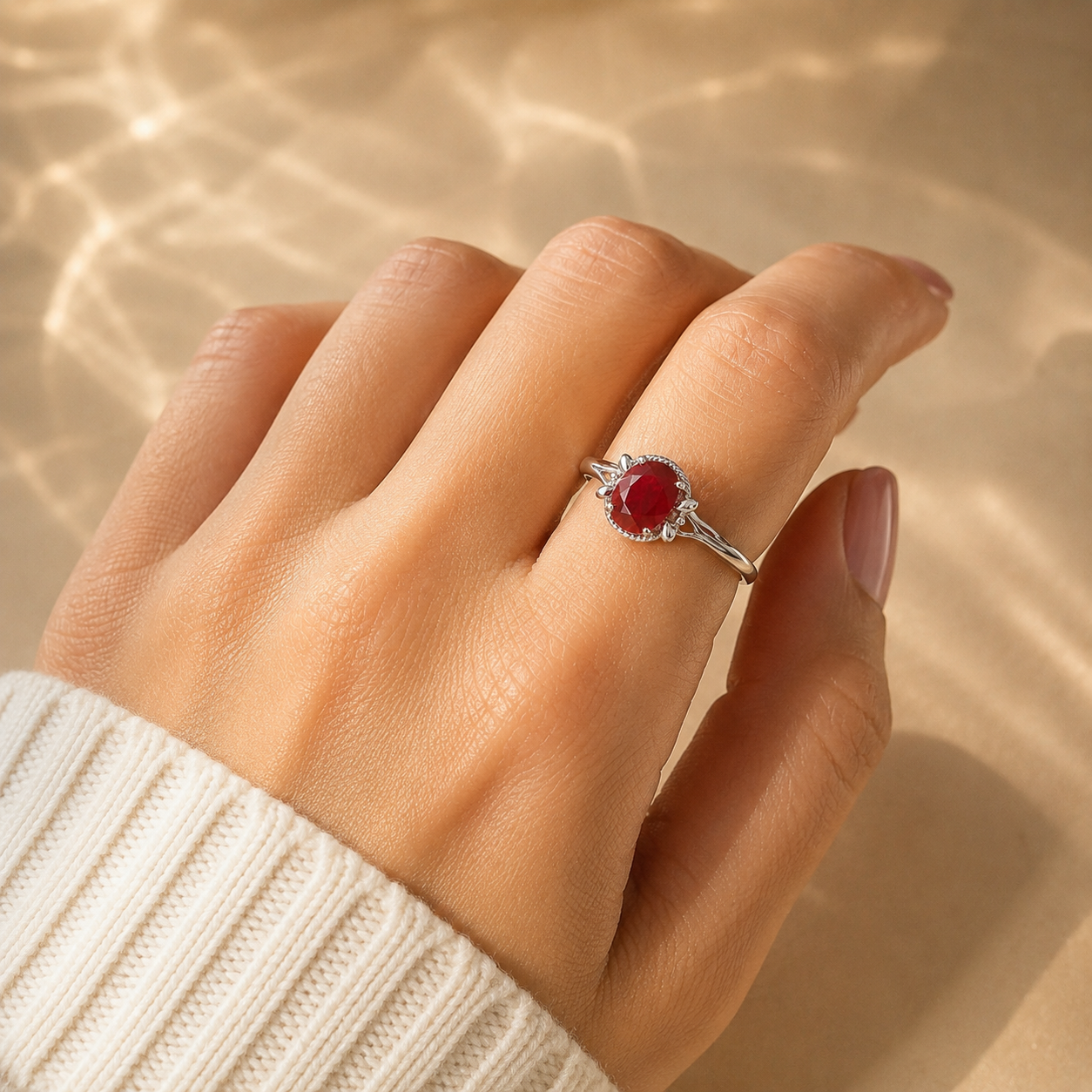 Oval Ruby Solitaire Ring
