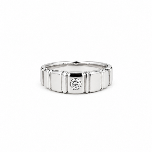 Modern Bezel Solitaire Band Ring