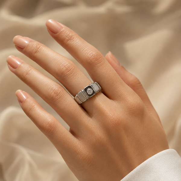 Modern Bezel Solitaire Band Ring