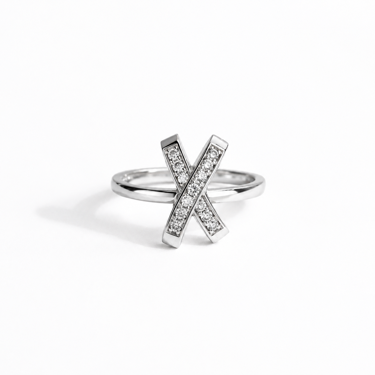 Cross Bar White CZ Ring