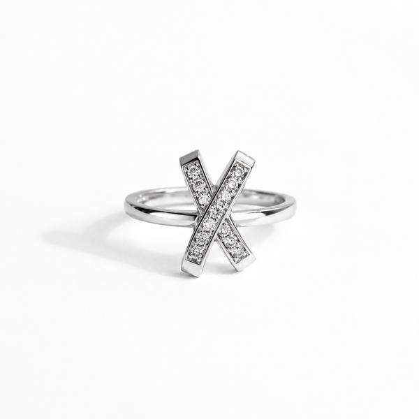 Cross Bar White CZ Ring