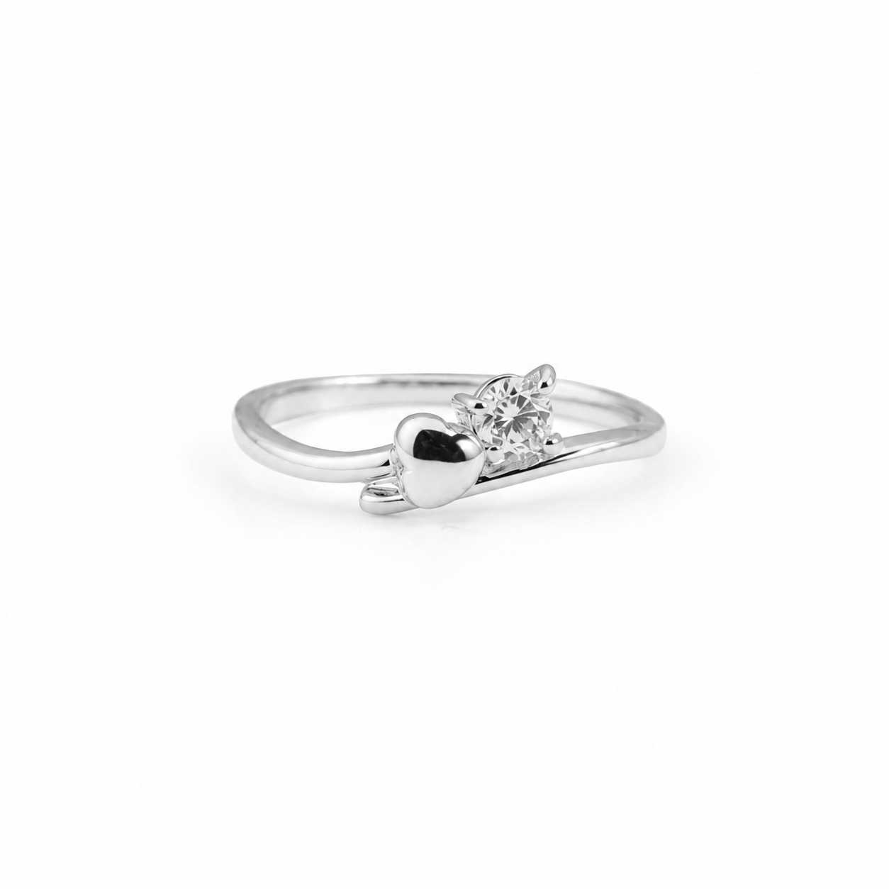 Heart Solitaire CZ Ring