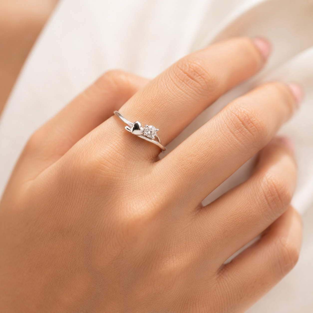 Heart Solitaire CZ Ring