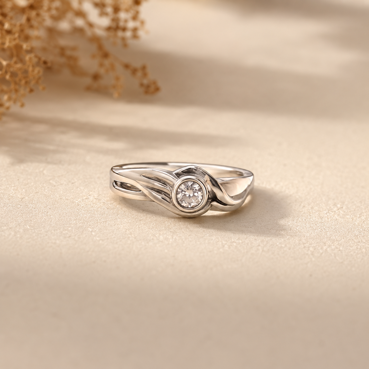 Twisted Bezel Solitaire Ring