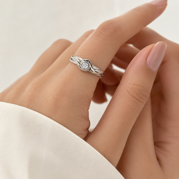 Twisted Bezel Solitaire Ring