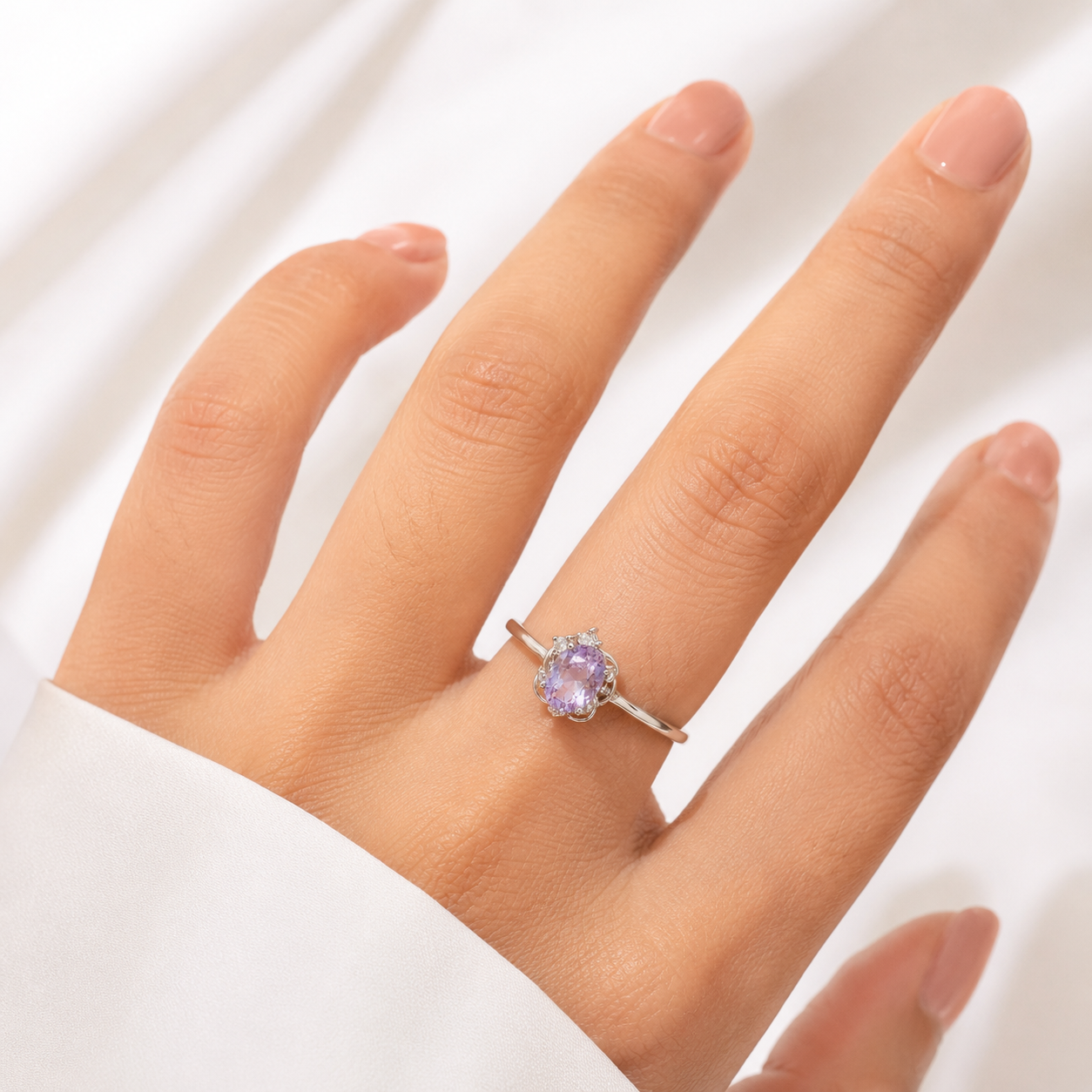 Amethyst Solitaire Bloom Ring
