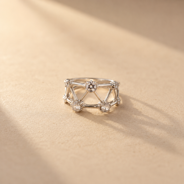 Celestial Geometry CZ Ring