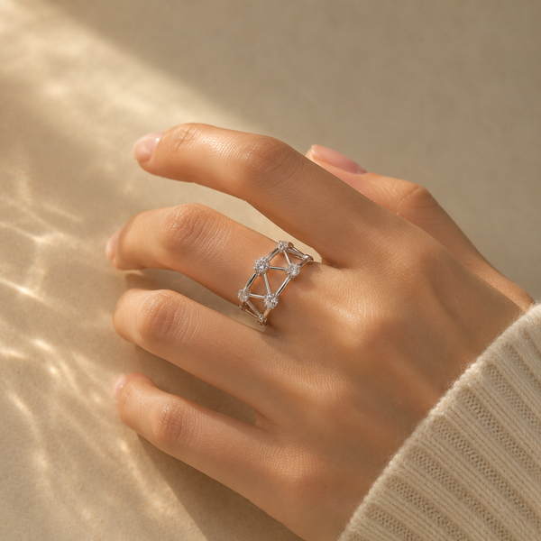 Celestial Geometry CZ Ring