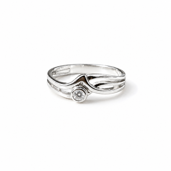 Minimal Bezel Solitaire Wave Ring