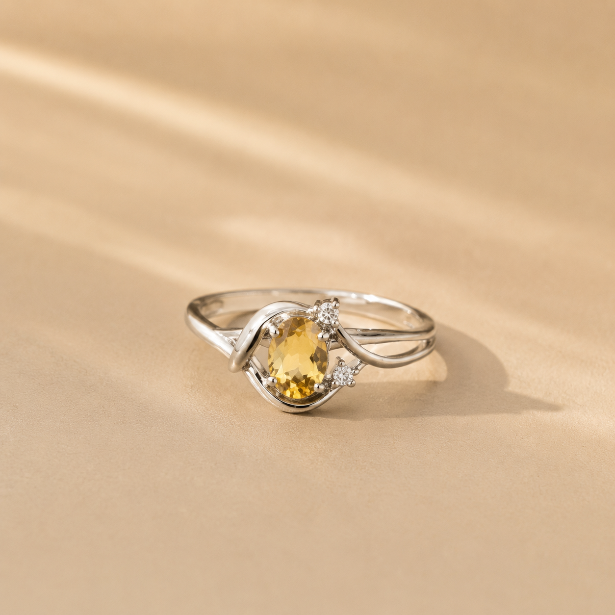 Golden Citrine Wave Ring