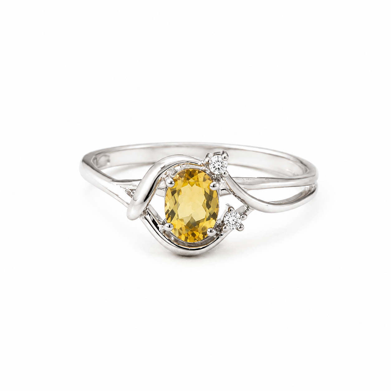 Golden Citrine Wave Ring