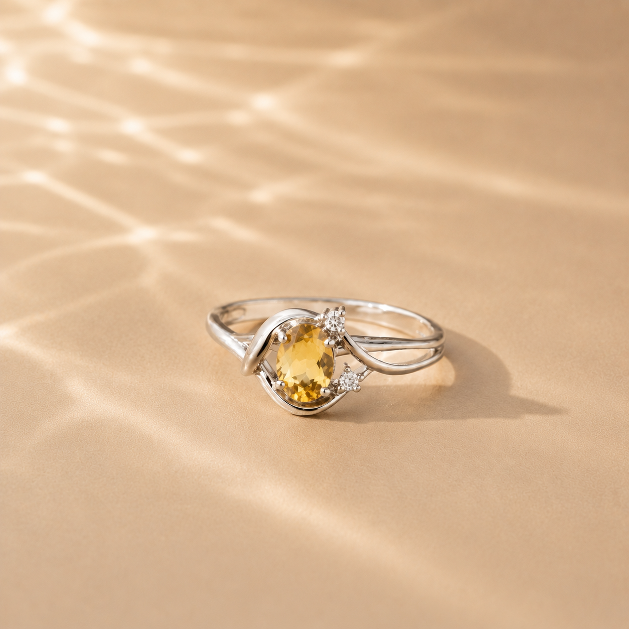 Golden Citrine Wave Ring