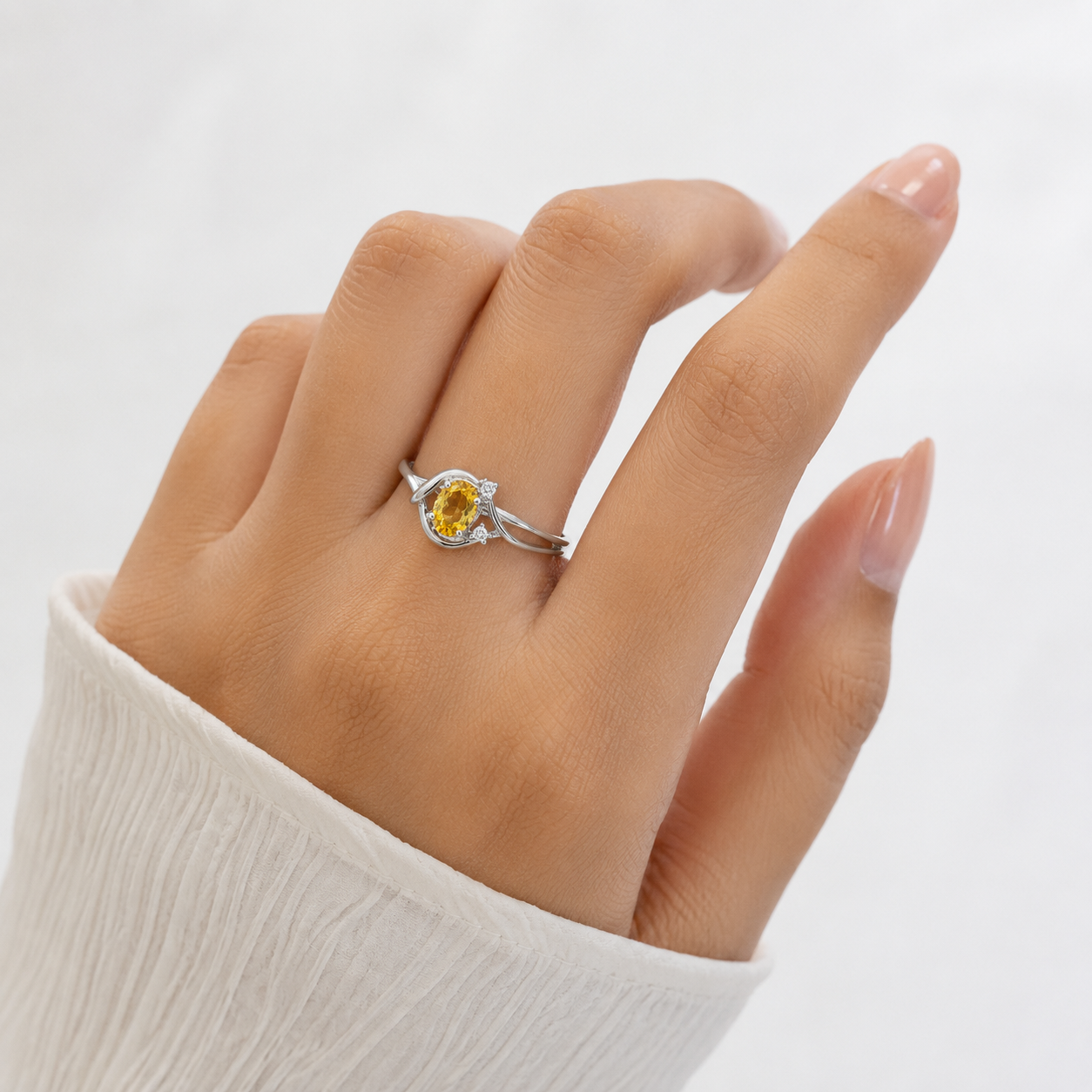 Golden Citrine Wave Ring