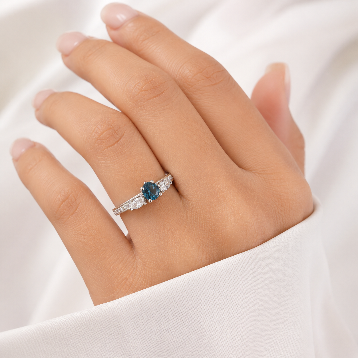 London Blue Topaz Halo Ring