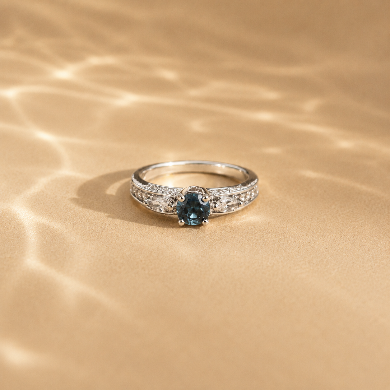 London Blue Topaz Halo Ring