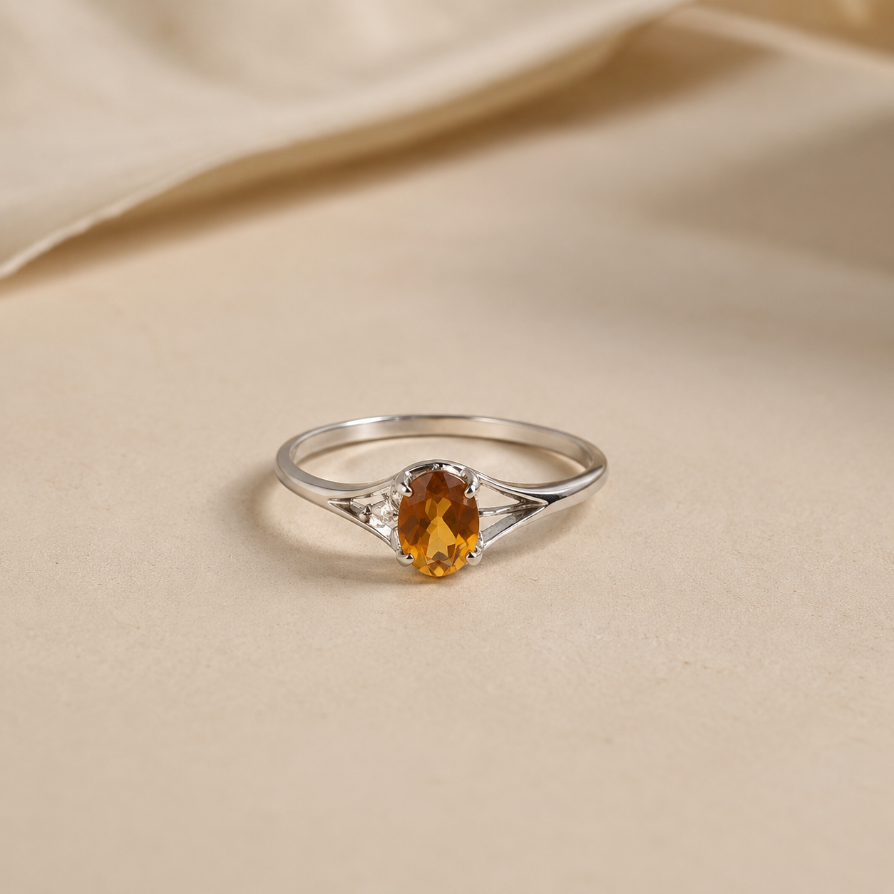 Classic Citrine Solitaire Ring