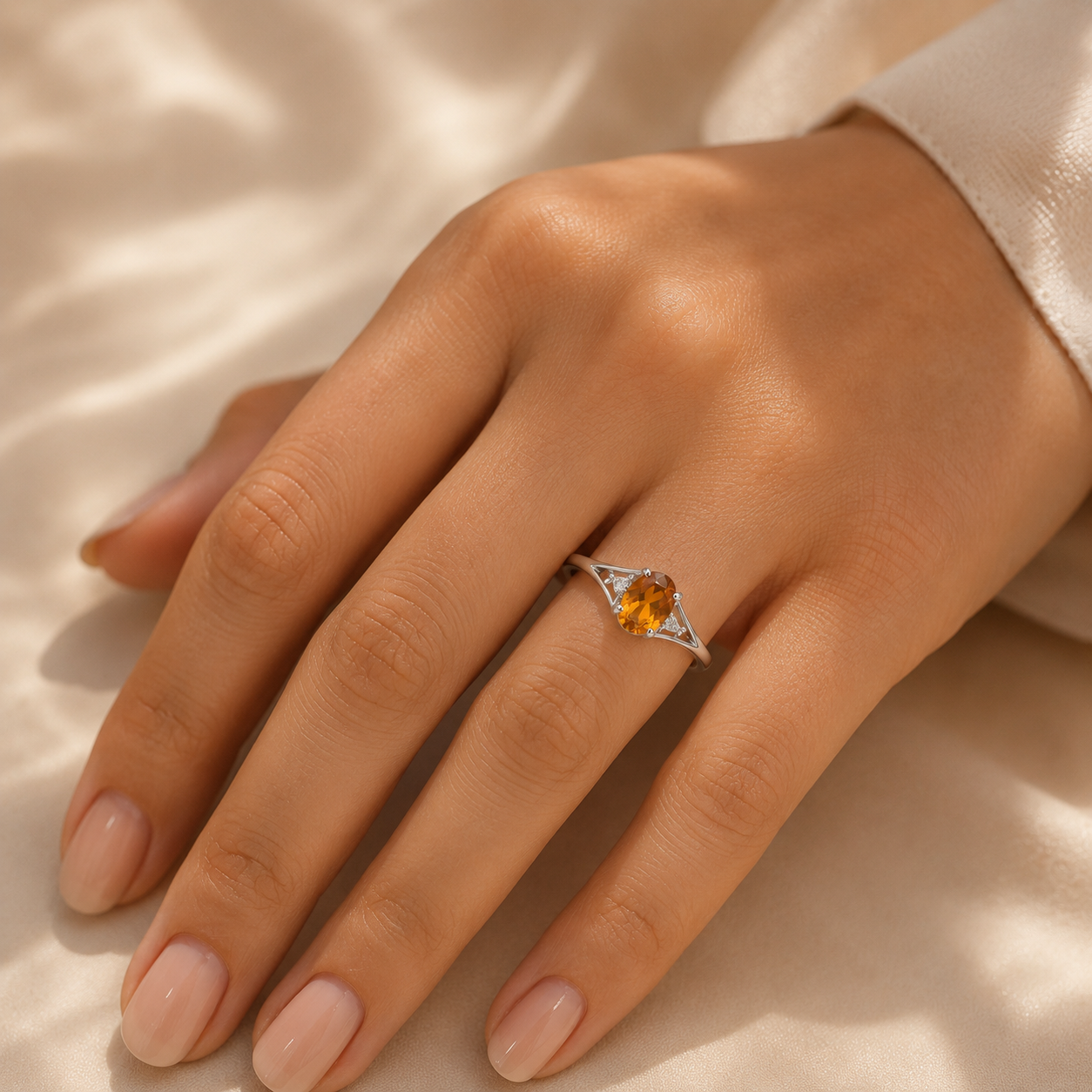 Classic Citrine Solitaire Ring