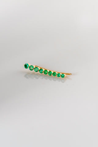 14K Emerald Climber Earrings