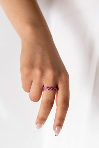 14K Pink Sapphire Studded Ring