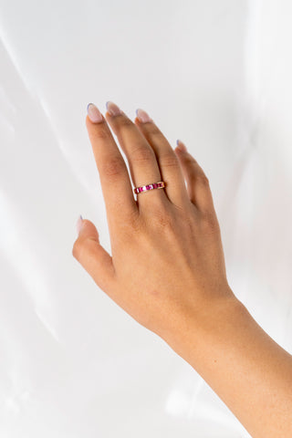 14K Rubillite Princess Cut Ring