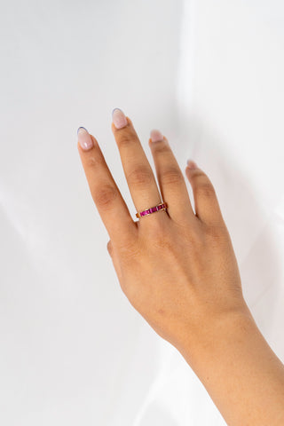 14K Rubillite Princess Cut Ring