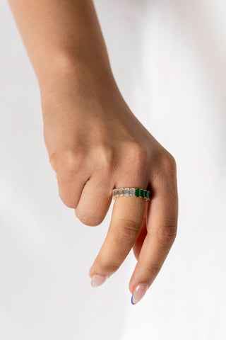 14K Emerald Moissanite Eternity ring