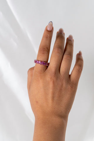 14k Pink Sapphire Pear Eternity Ring