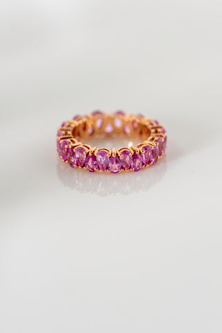 14k Pink Sapphire Pear Eternity Ring